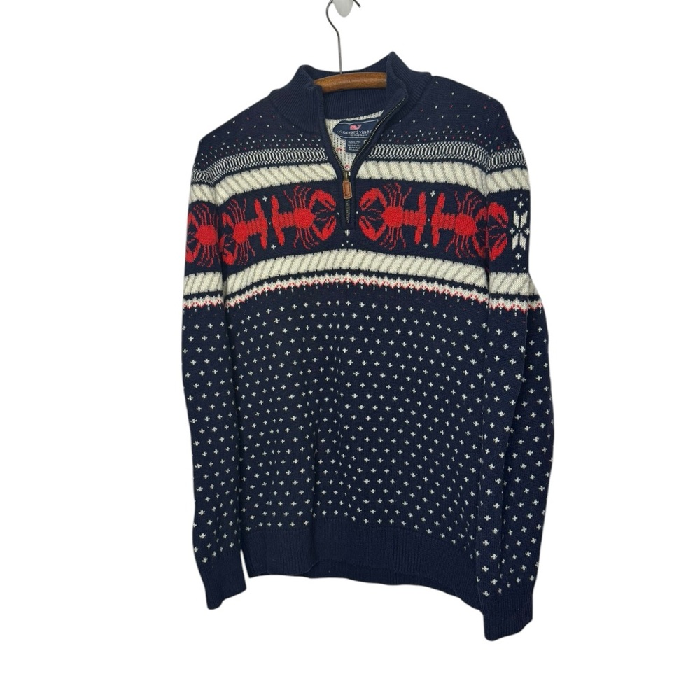 Vineyard Vines Navy and Red Sweater